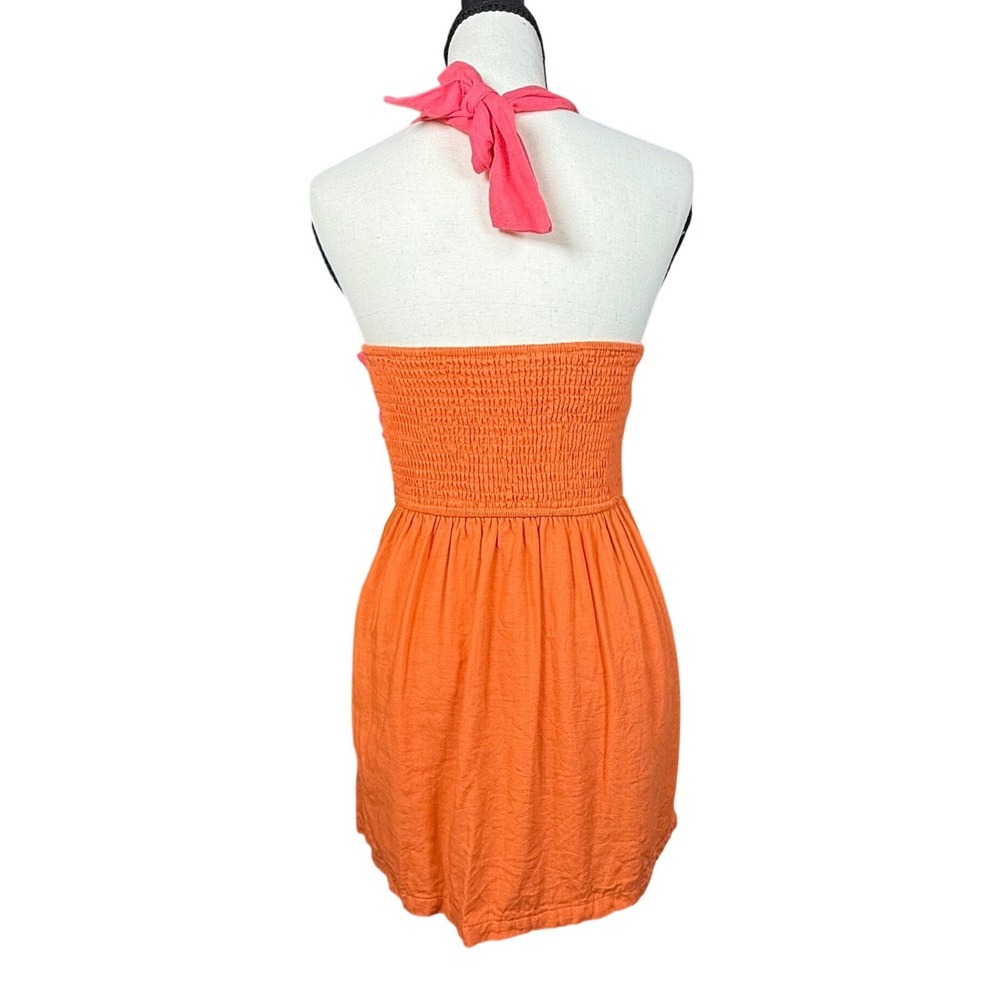 Petal & Pup Mini Dress Womens 4 Orange Pink Sundress Festival Halter Neck Mini - Picture 5 of 12